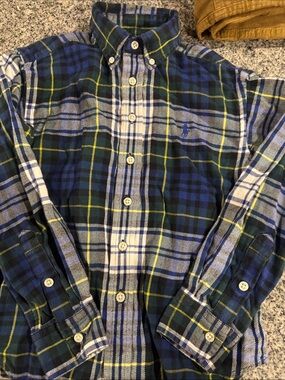 Ralph Lauren Blue, Green & Yellow Plaid Button-Down Shirt